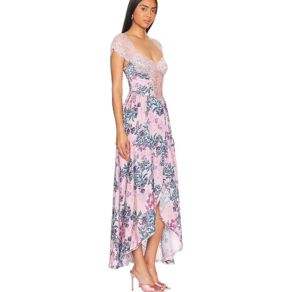 RARE Free People Bad For You Lace & Floral Bodysuit Corset Slip Maxi Dress - L - Picture 4 of 16